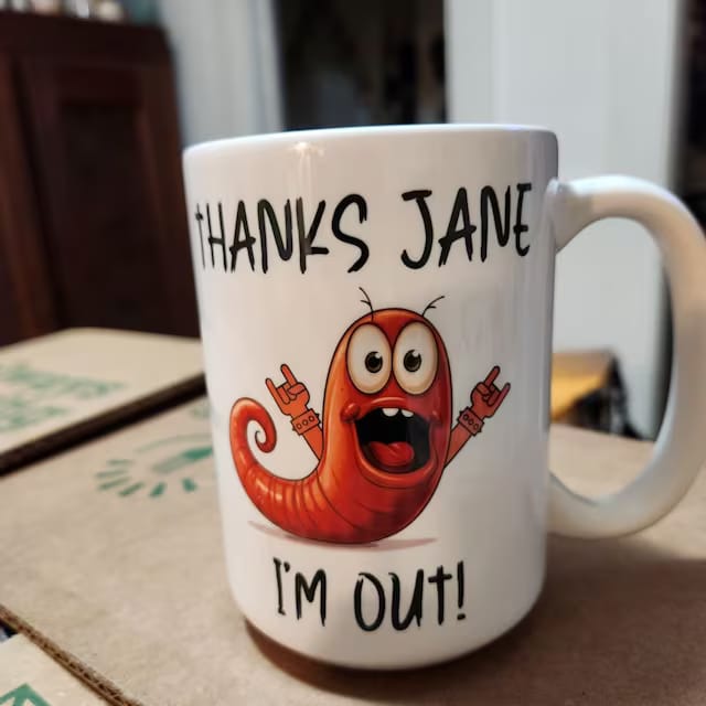 Customer photo review of Appendix Coffee Mug: I'm Out!