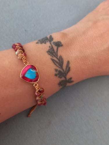 Customer photo review of Handmade Imperial Jasper Heart Beaded Bracelet