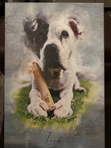 Customer photo review of Foto de tu mascota en estilo acuarela | Regalo para cachorros, perros y gatos