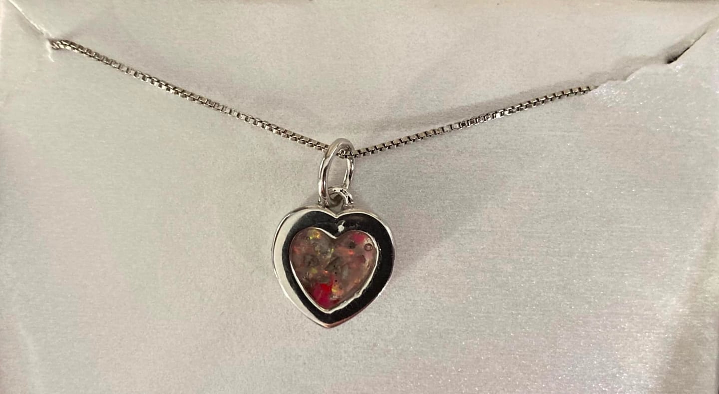 Customer photo review of Dainty Heart Cremation Pendant