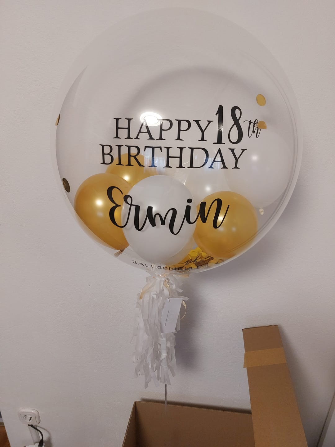Customer photo review of Golden 18th Birthday Designer Ballon