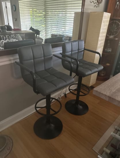 Customer photo review of Adjustable Square Bar Stools with Arm Rest (Set of 2)