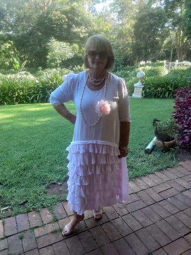 Customer photo review of Ashton Cotton Dress in Blush