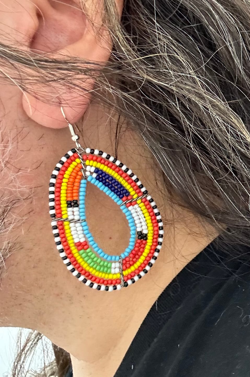Customer photo review of Tanei Beaded African Earrings