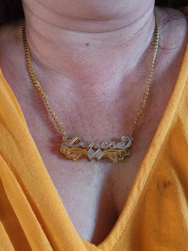 Customer photo review of Double Plated Forever Name Necklace with Cuban Chain