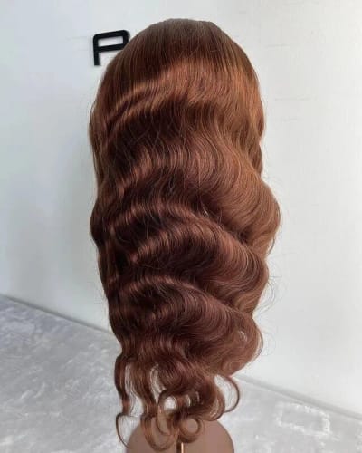 Customer photo review of #4 Dark Brown Body Wave Wig 13x4 HD Lace Front Colored Human Hair Wigs