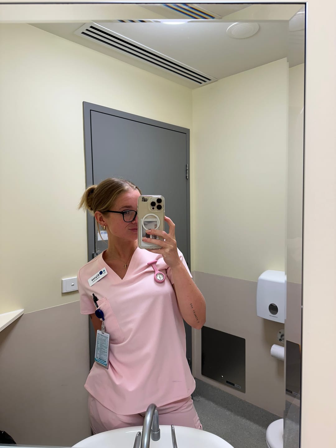Customer photo review of LUCY Jogger Scrub Pants (Original SLTECH™ fabric) - Powder Pink