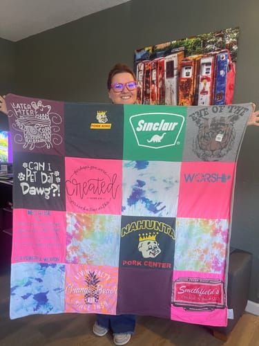 T-shirt quilt featuring change bears by Ashley from MO