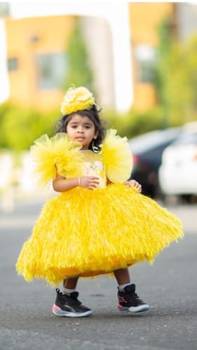 Customer photo review of Baby Girls First Communion Dress Toddler Yellow Fluffy Princess Dress