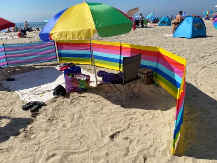 Customer photo review of BEACH COLORS - 20 ft Beach Windscreen, Rubber Mallet and Carry Bag Included