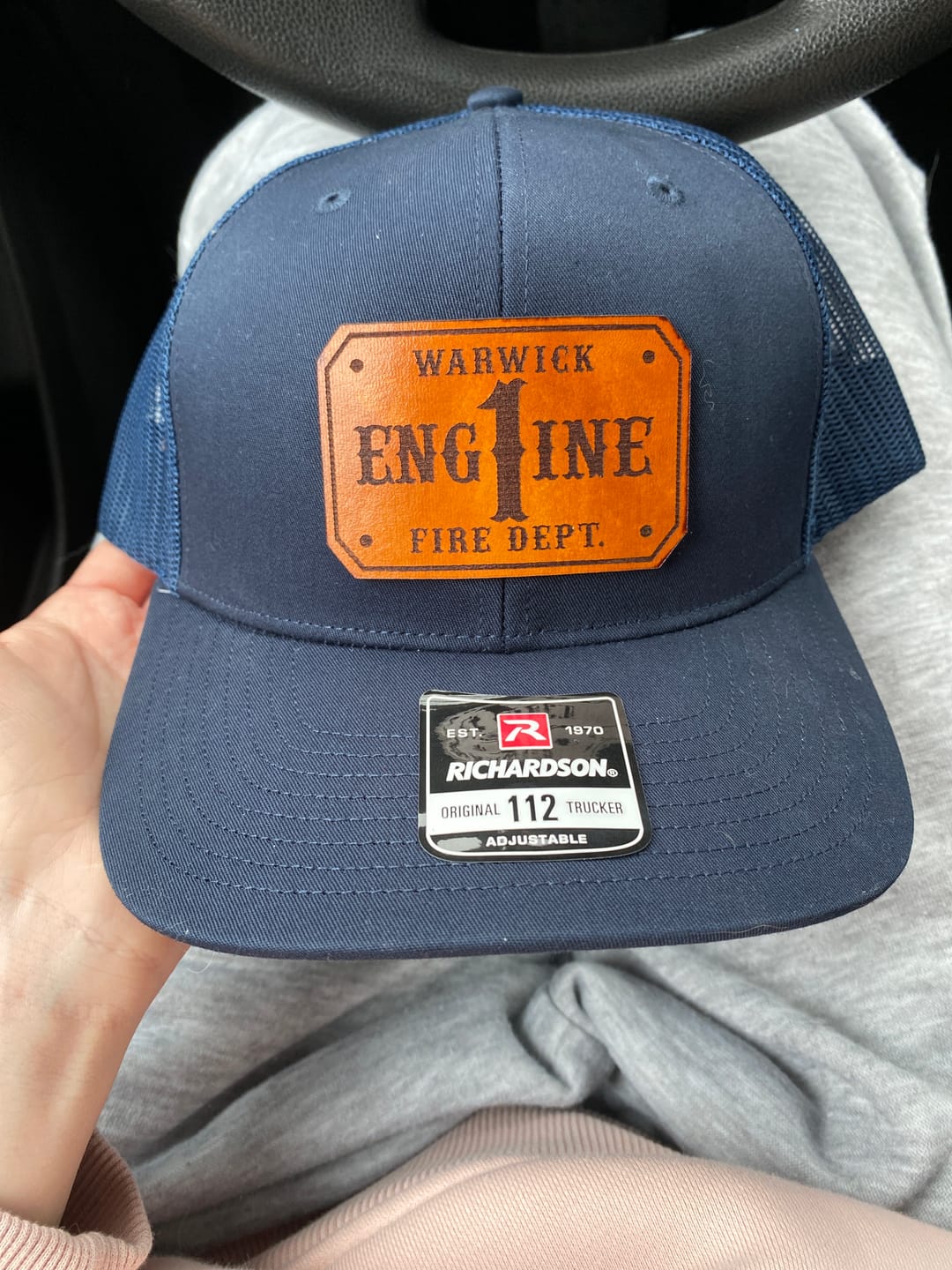 Customer photo review of Custom Passport Leather Patch Hat