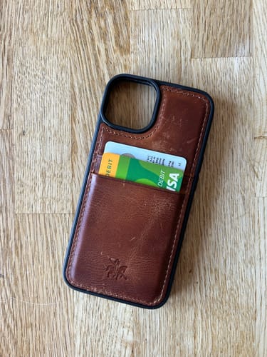 Customer photo review of Capri Snap On Leather Wallet Case for iPhone 14