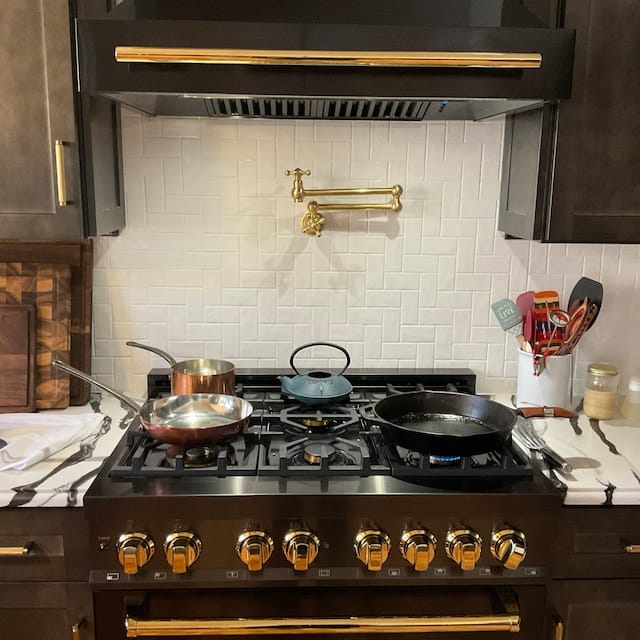 Customer photo review of Unlacquered Brass Pot Filler with Cross Handle