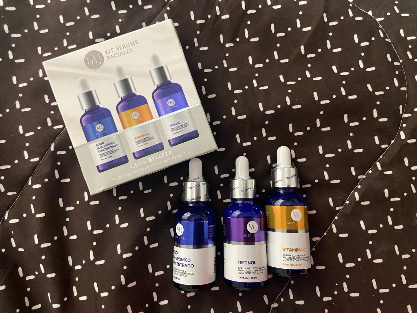 Customer photo review of Kit Facial Con 3 Serums Acido Hialurónico, Retinol, Vit C