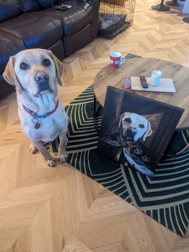 Customer photo review of The Royal Knight: Custom Pet Canvas