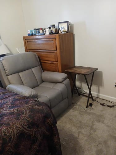 Customer photo review of Massage Recliner Chair w/ Heating, 360° Swivel Recliner Lounge Chair, Microfiber Cloth Reclining Sofa w/ Side Pockets, Coffee