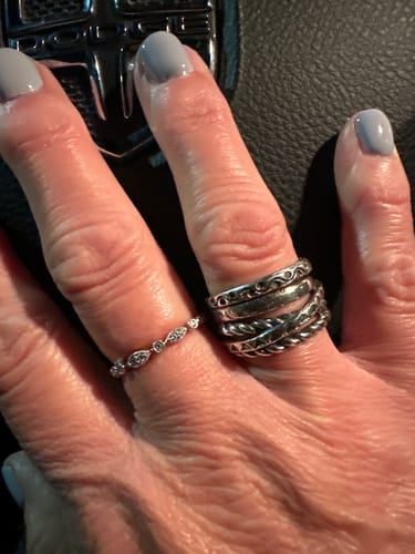 Customer photo review of Women's Wide Band Silver Ring with Boho Engraving