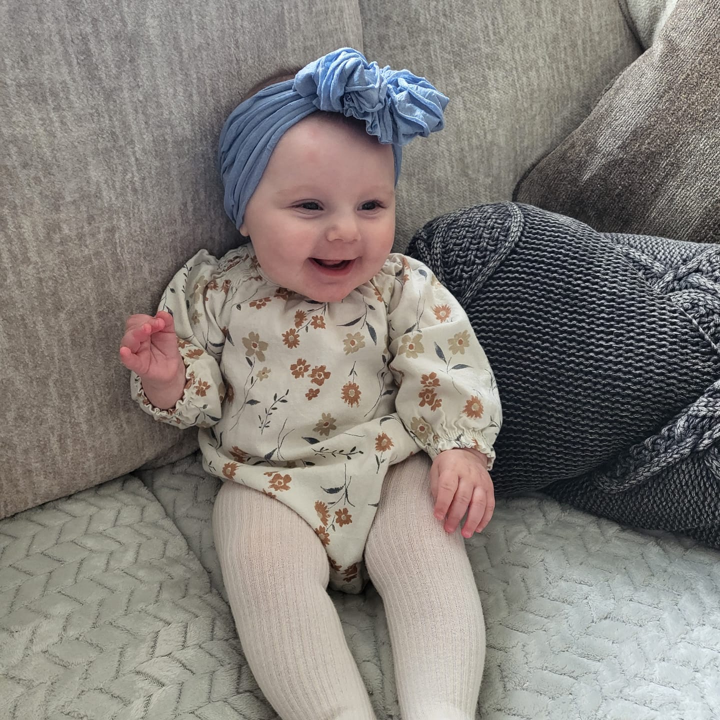 Customer photo review of Ruffled Headband- Denim