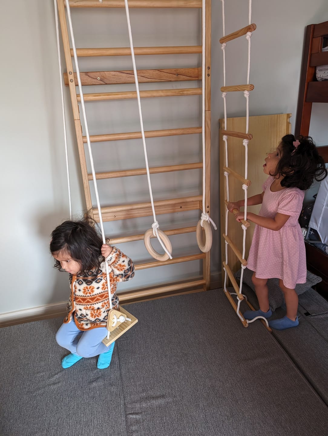 Customer photo review of Betula Swedish Wall Ladder & Indoor Wooden Climber for Kids – Home Gym Playset