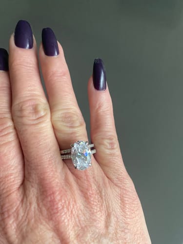 Customer photo review of Solitaire 5.5ct Oval CZ Ring Set in Sterling Silver