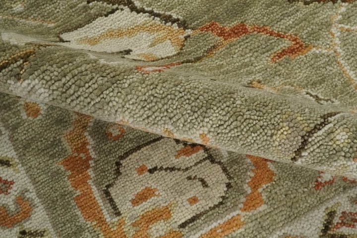 Customer photo review of Hand Knotted Antique Moss Brown and Beige Traditional Persian Vintage Oushak Wool Rug | TRDCP707