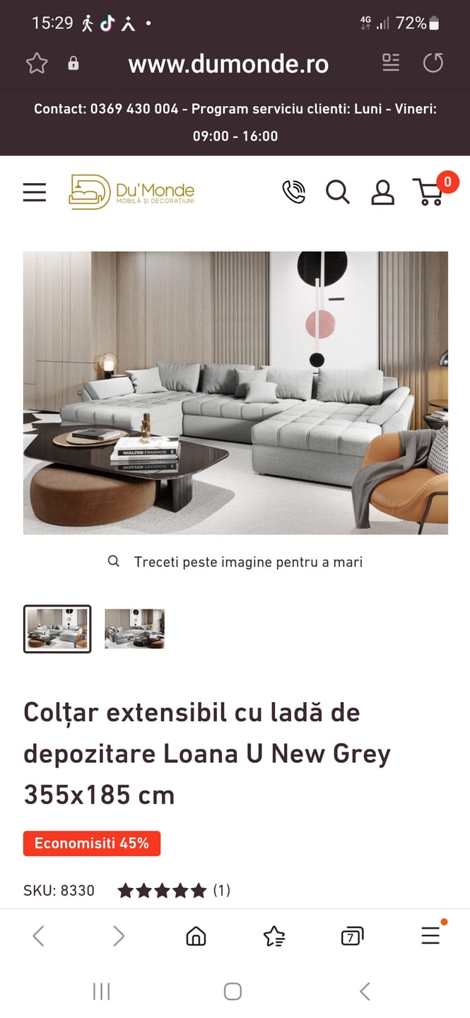 Customer photo review of Colțar extensibil cu ladă de depozitare Loana Bej U 355x185 cm