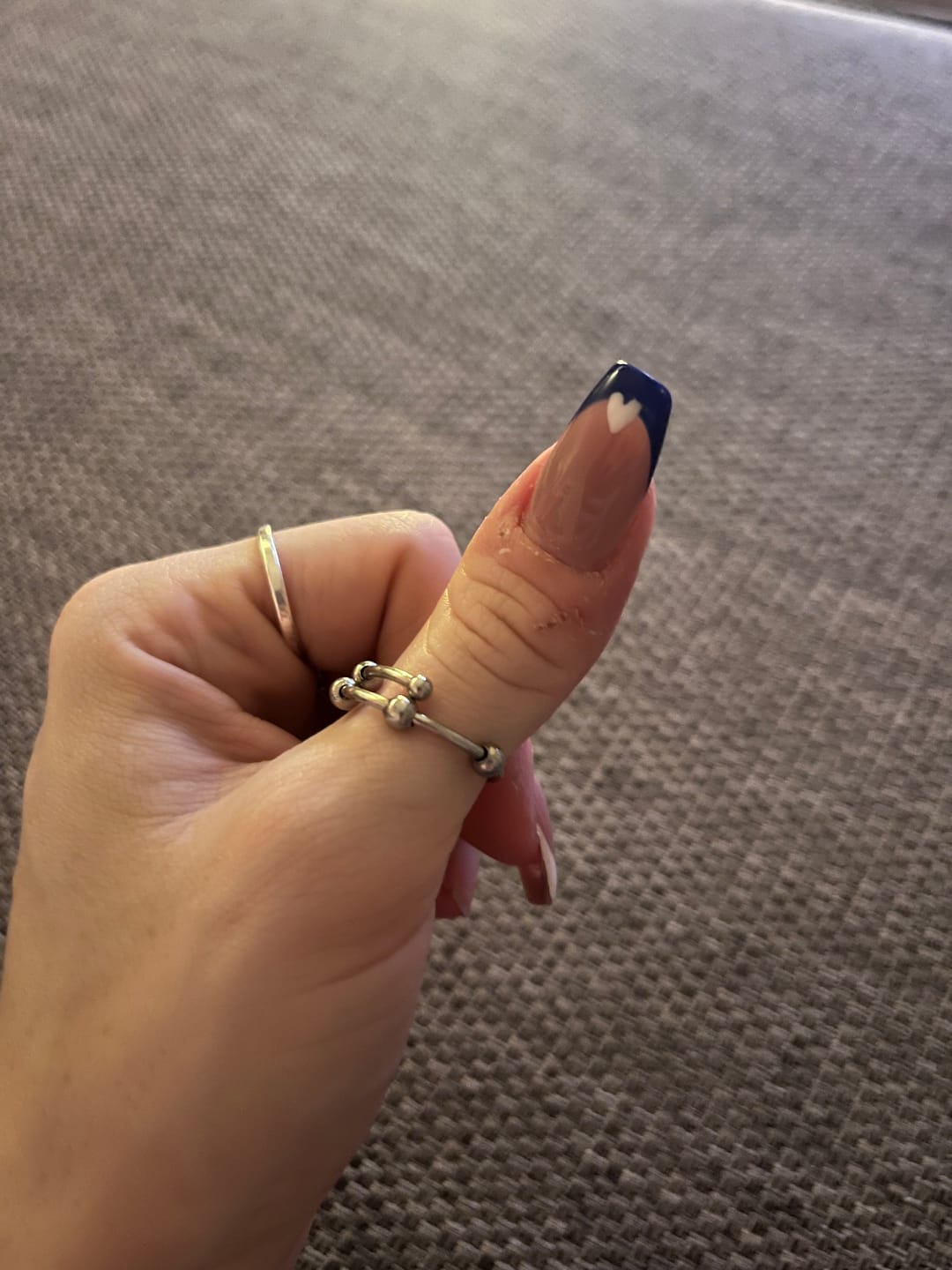 Customer photo review of silver 4-bead adjustable anxiety ring (316L)