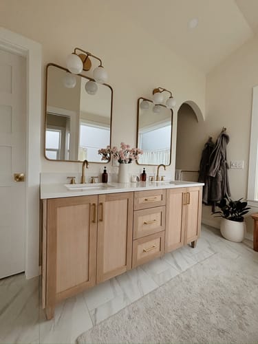 Customer photo review of Bridgeport 72" White Oak Bathroom Vanity, Double Sink