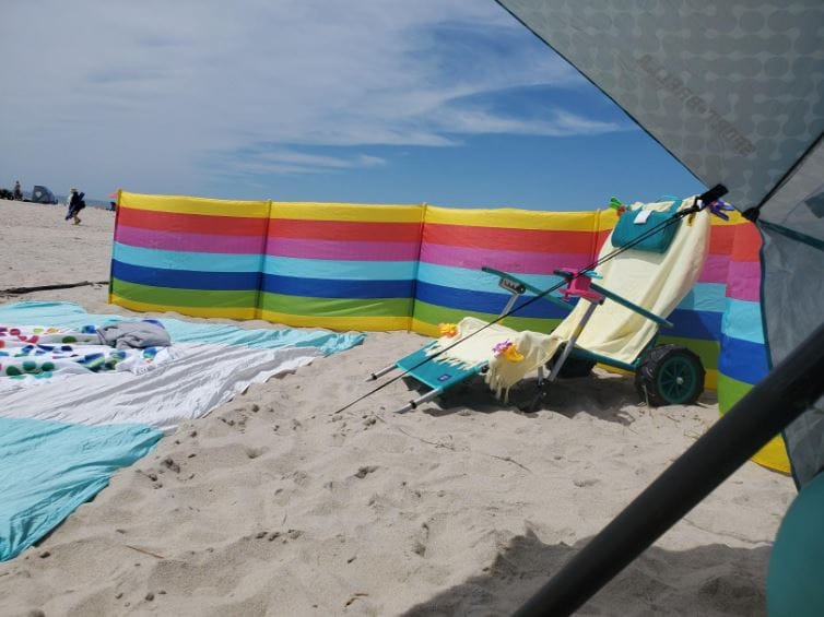 Customer photo review of BEACH COLORS - 20 ft Beach Windscreen, Rubber Mallet and Carry Bag Included