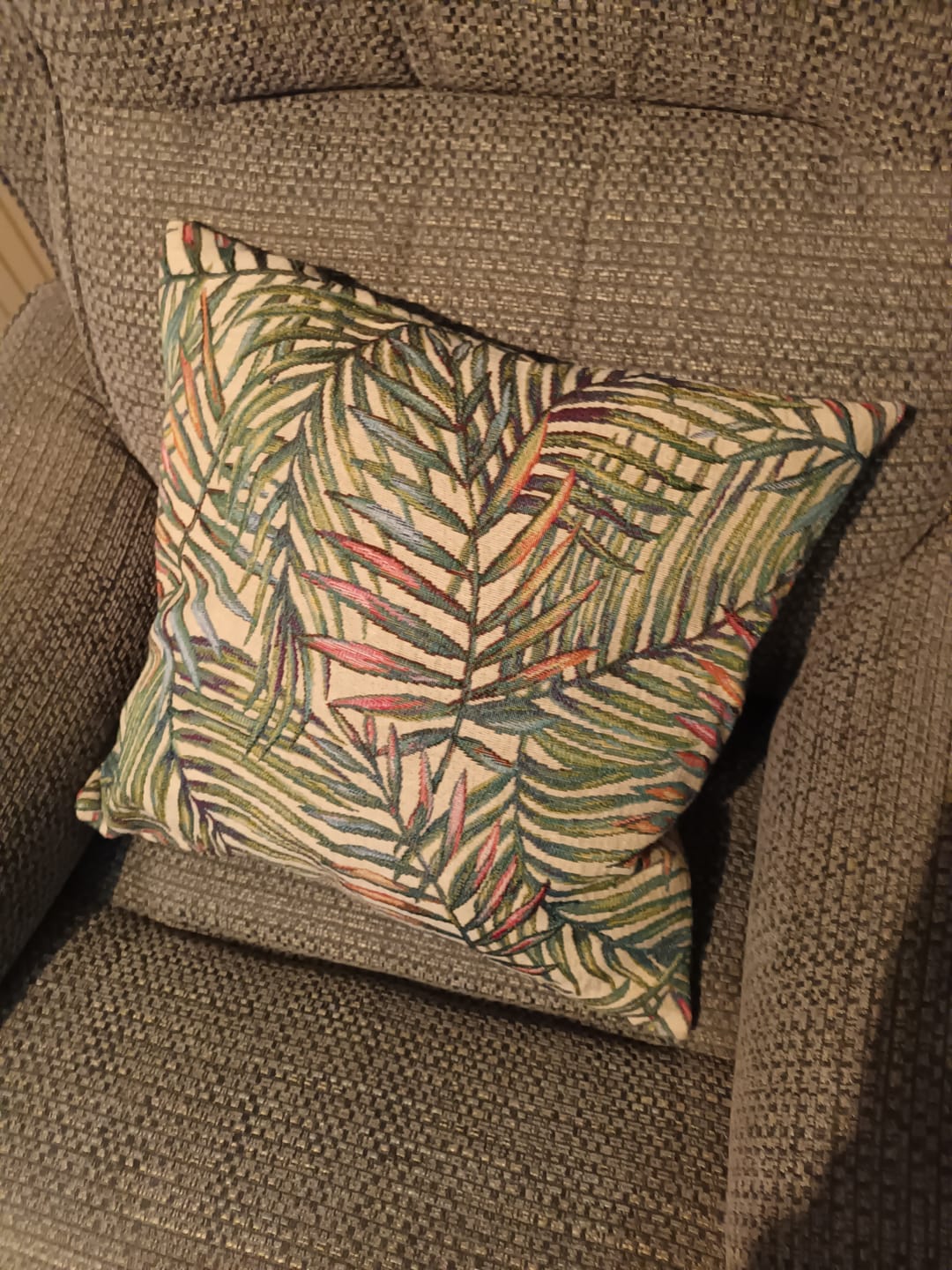 Customer photo review of Tropical Palm Leaves Tapestry Fabric