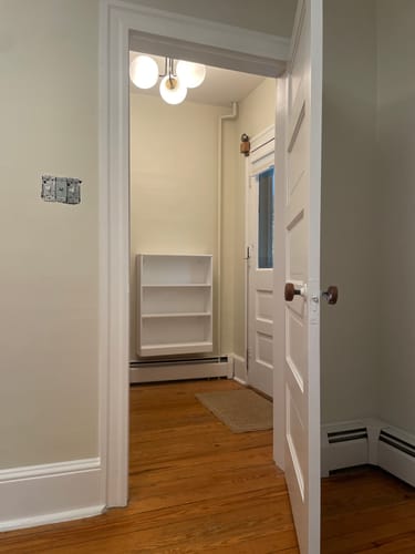 Customer photo review of 3-Light Opal Glass Globe Semi-Flush Mount