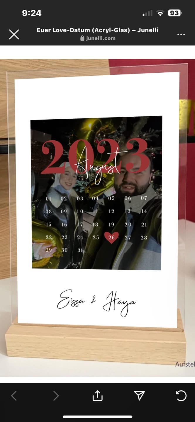 Customer photo review of Euer Love-Datum (Acryl-Glas)