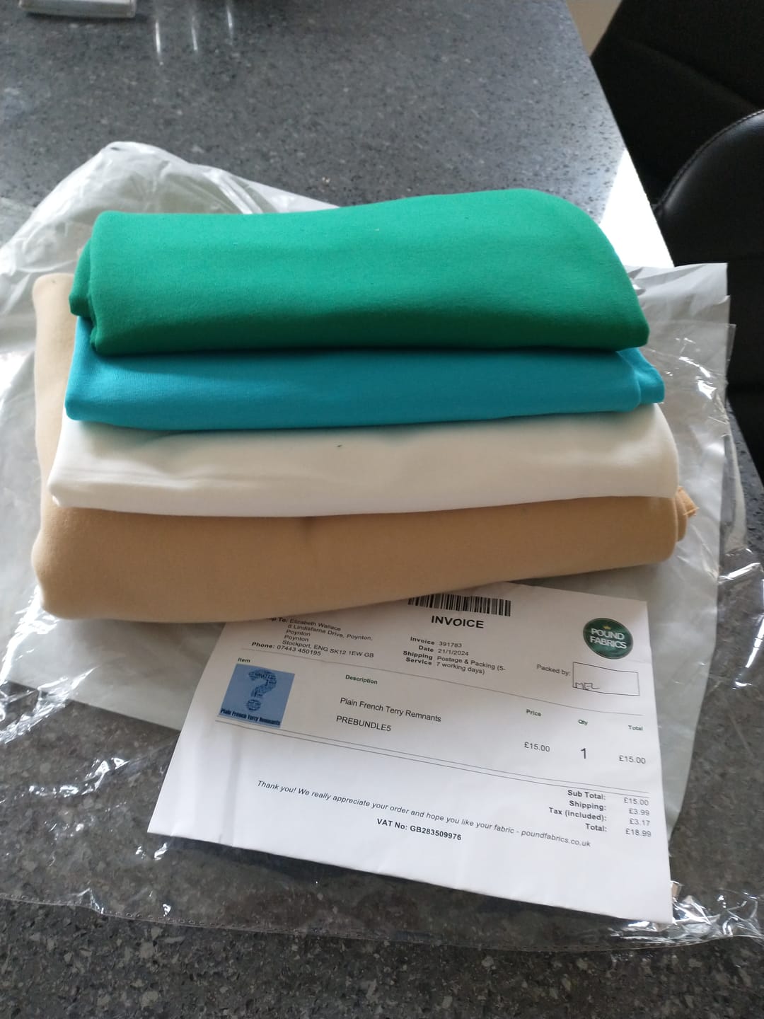 Customer photo review of Plain French Terry Remnants