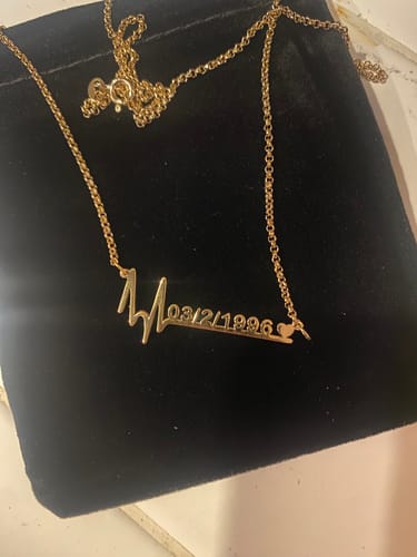 Customer photo review of Special Date Heart Beat Necklace