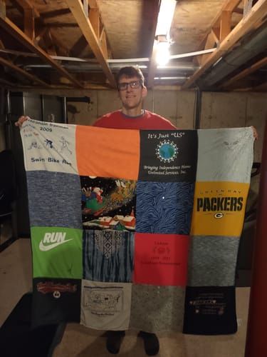 T-shirt quilt featuring green bay packers by Laura from IL