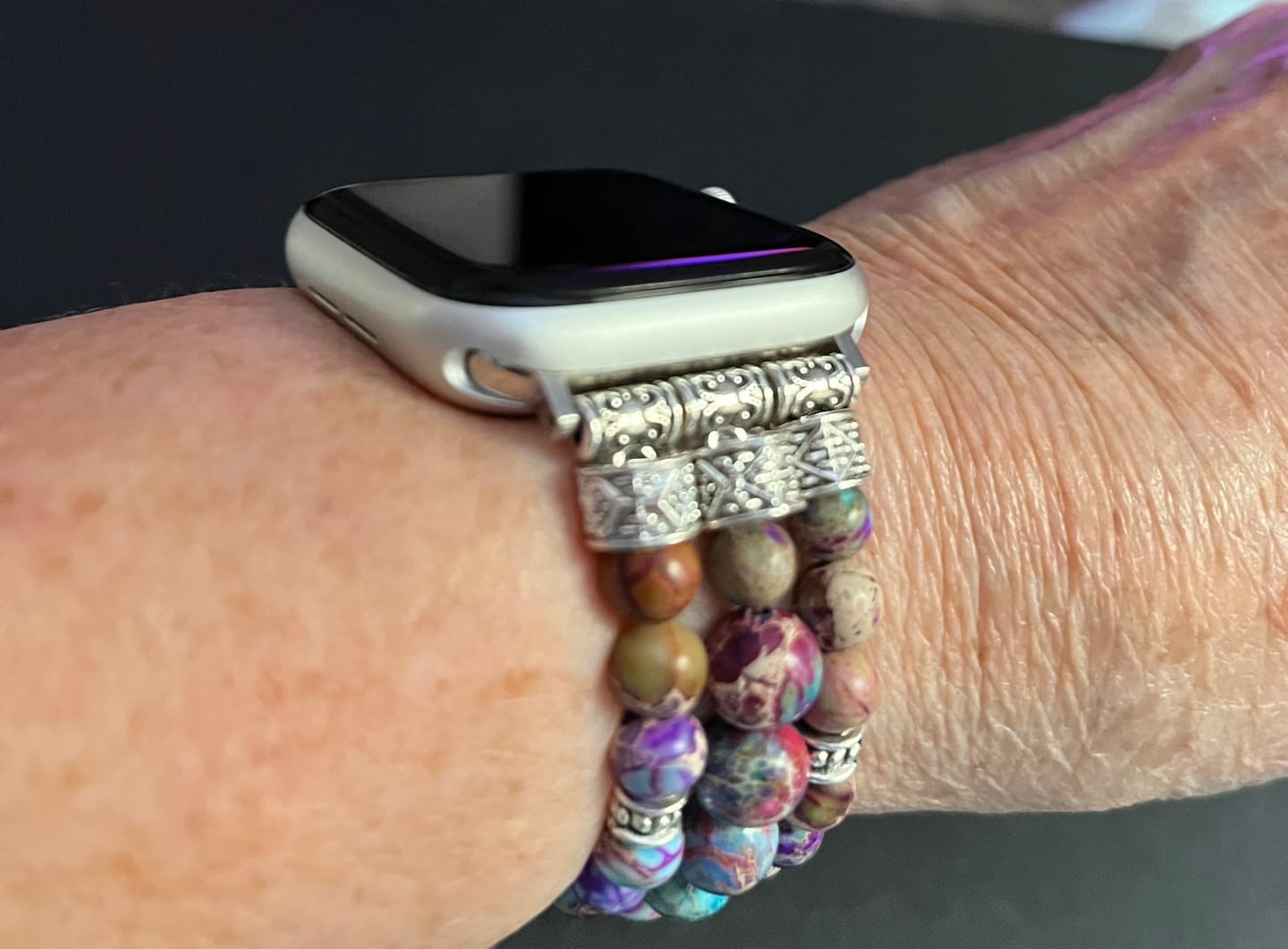 Customer photo review of Intense Jasper Stretch Apple Watch Strap