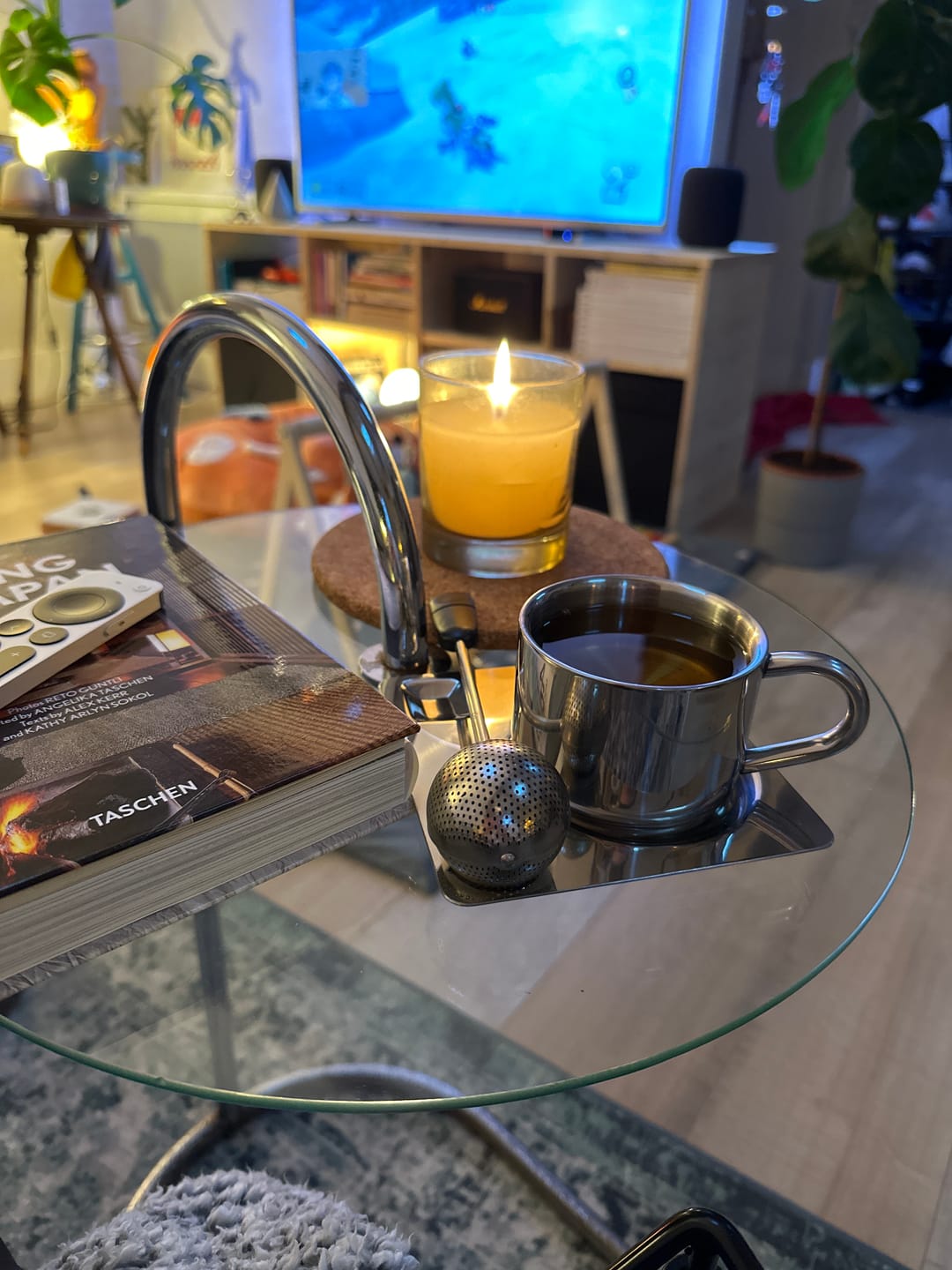 Customer photo review of Steel Coffee Cup with Square Saucer & Spoon
