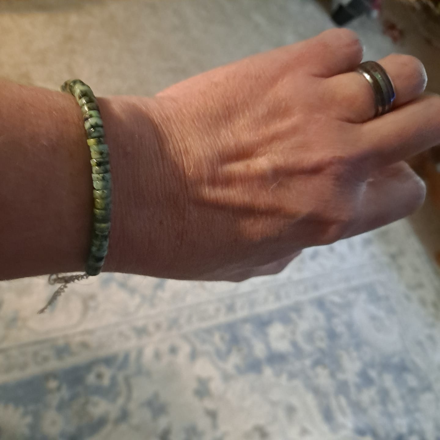 Customer photo review of Natural Turquoise Beaded Bracelet