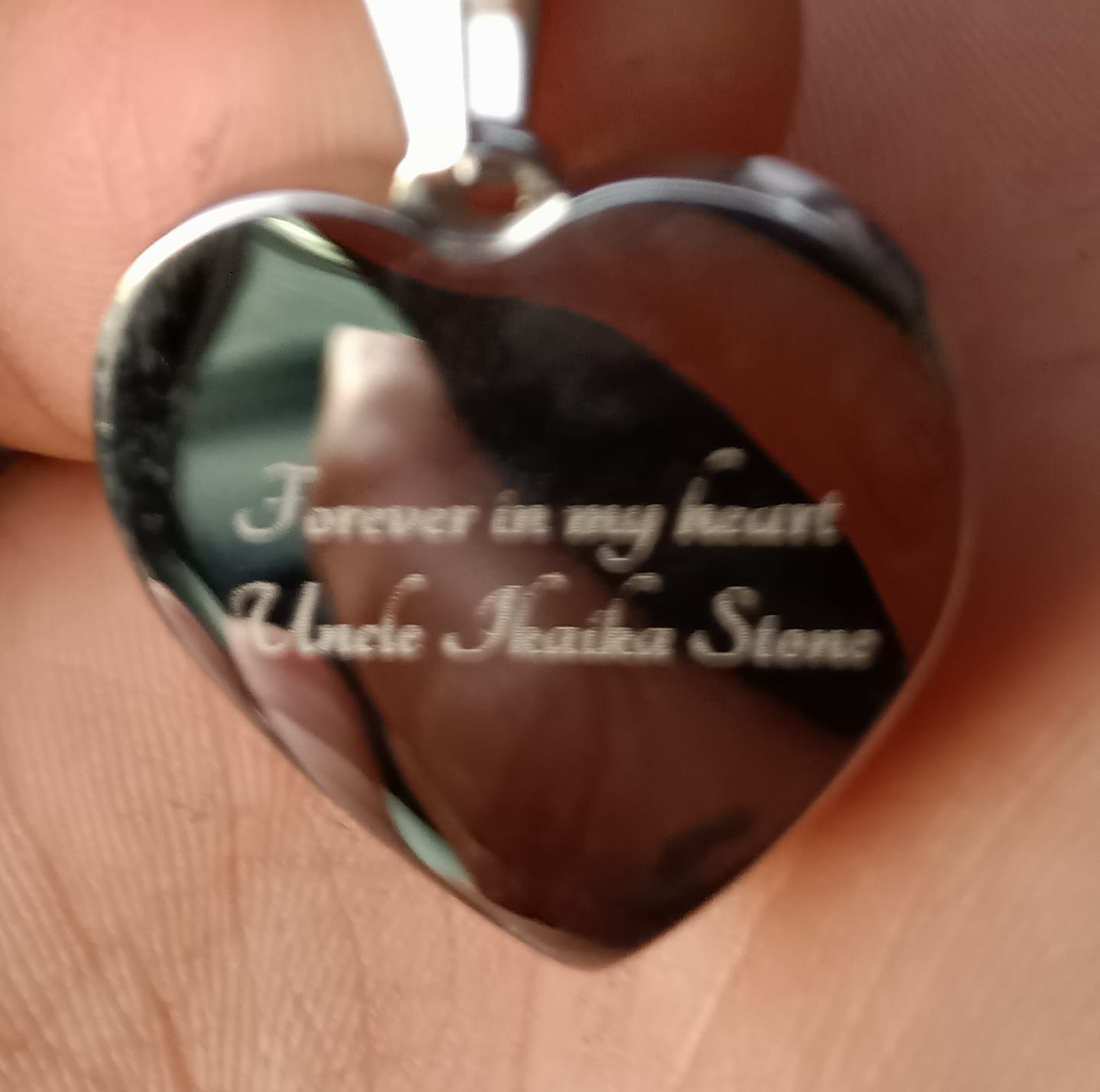 Customer photo review of Photo Engraved Necklace Memorial Gift