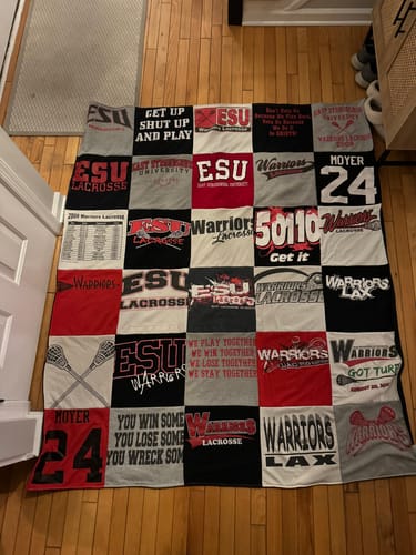 T-shirt quilt featuring east stroudsburg university lacrosse, warriors lacrosse by Lindsey from PA