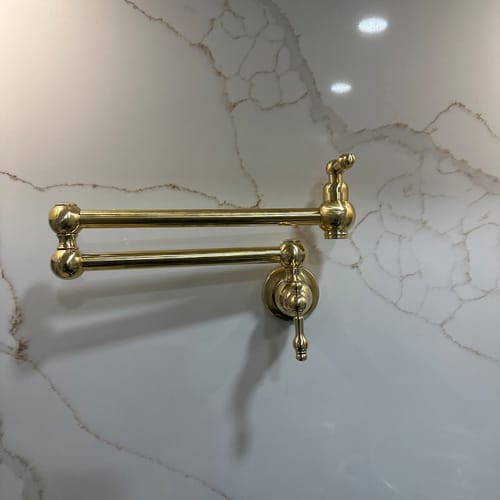 Customer photo review of Unlacquered Brass Pot Filler with Cross Handle