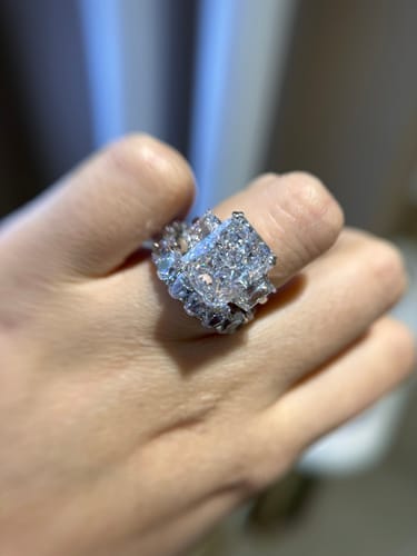 Customer photo review of S925 8 Ct Louily Luxurious Three Stone Radiant Cut Wedding Set In Sterling Silver