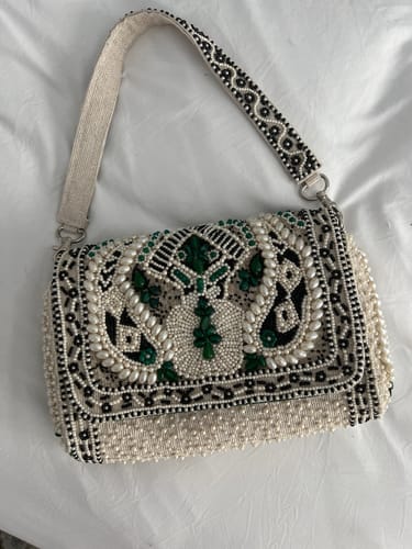 Customer photo review of Emerald Stone Embellished Shoulder Bag
