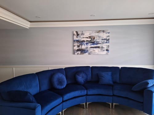Customer photo review of 'Abstract Blue & White' Framed Canvas