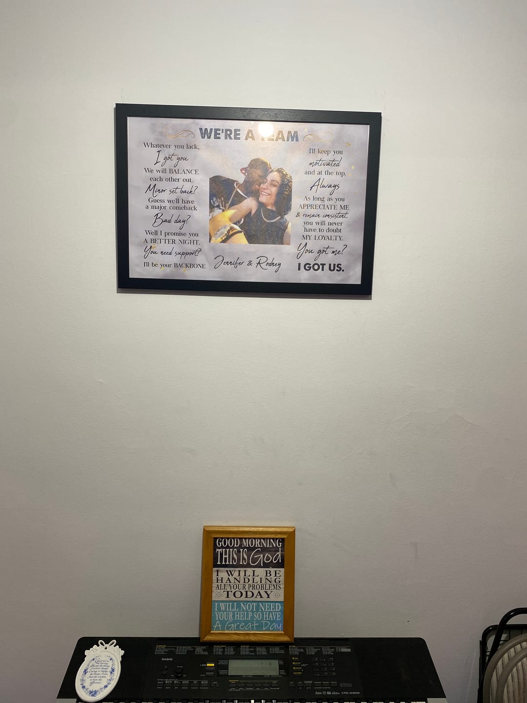 Customer photo review of We're A Team I Got Us Black African Couple - Personalized Wrapped Poster