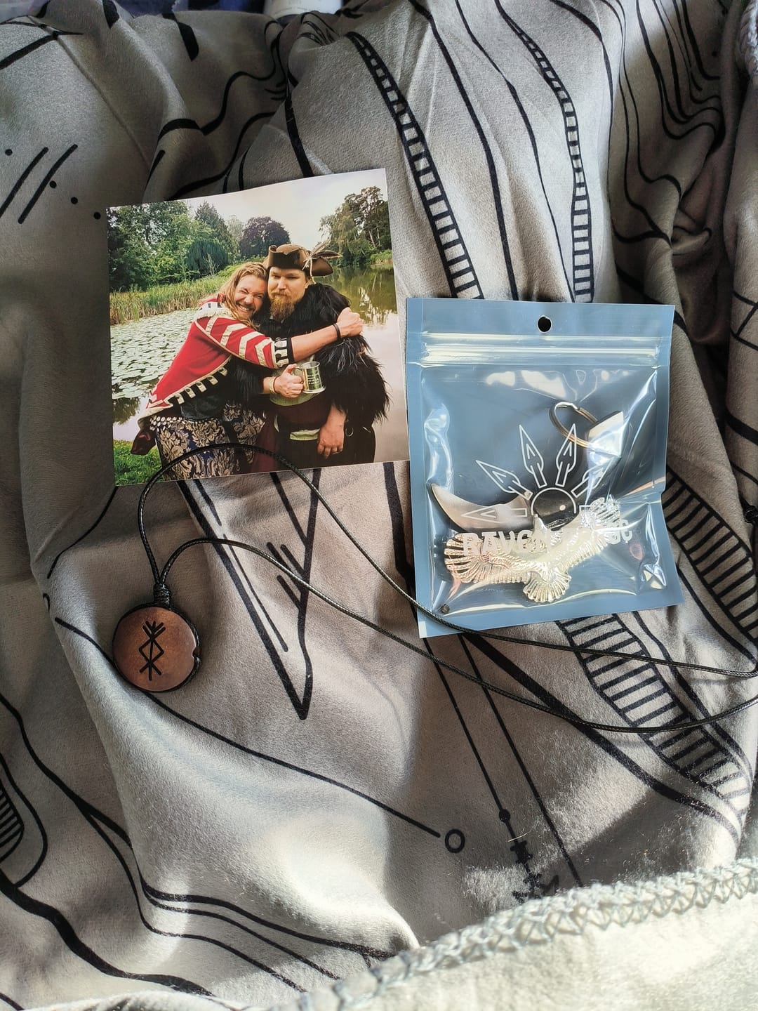 Customer photo review of Engraved Wood Bind Rune Pendant