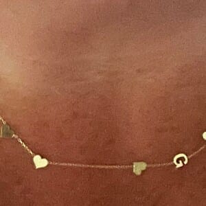 Customer photo review of 14K Solid Gold Letter Necklace