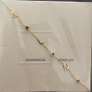 Customer photo review of Sideways Birthstone and Letter Necklace