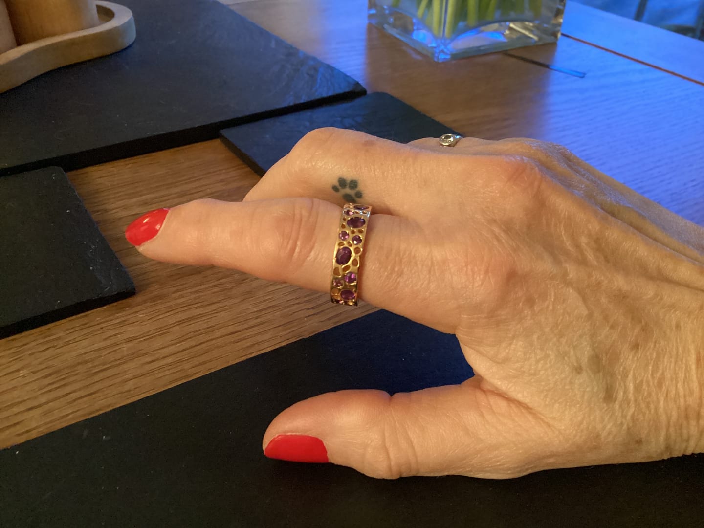 Customer photo review of Amethyst Lattice Band Ring