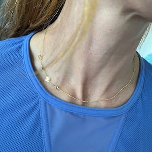 Customer photo review of Sideways Birthstone and Letter Necklace